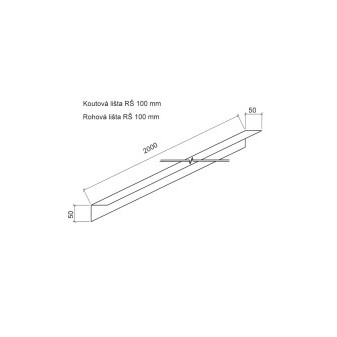Koutová lišta poplastovaná RŠ 100mm 50x50mm 2m