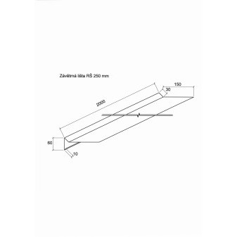 Závětrná lišta RŠ 250mm pozinkované lakovaná 2m